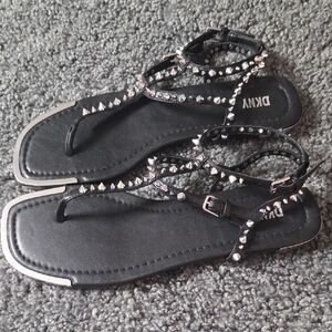 DKNY Black and Silver Studded Sandals